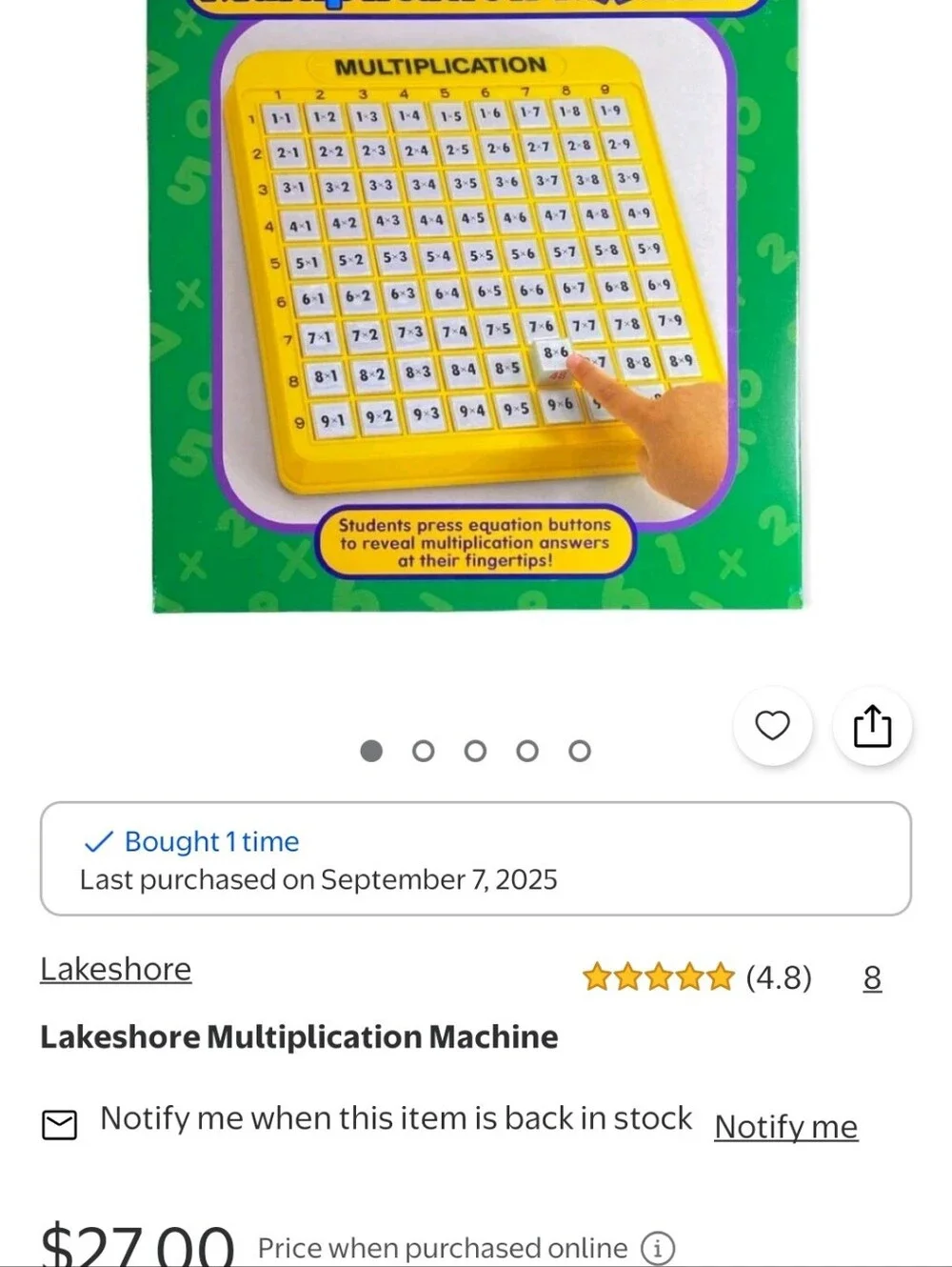 Yellow Multiplication Machine - Kids Math Learning Toy
